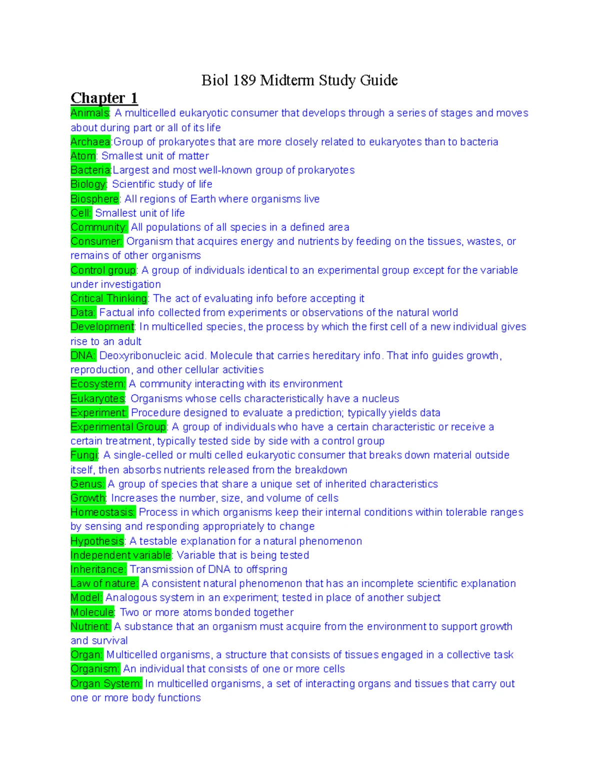 BIO 205 Module 1 Microbiology Worksheet and Definitions - Studocu