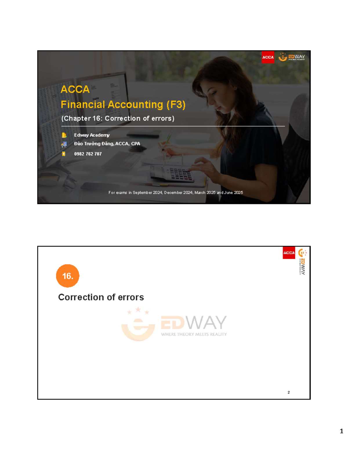 ACCA Financial Accounting (F3) Chapter 16: Correction of Errors Guide - Studocu