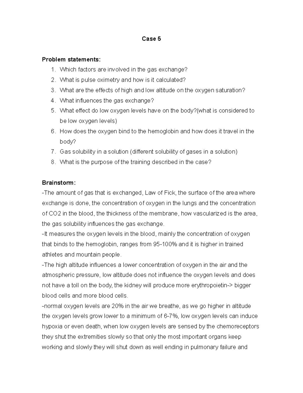 Case Study 5: Gas Exchange and High-Altitude Effects on Oxygen ...