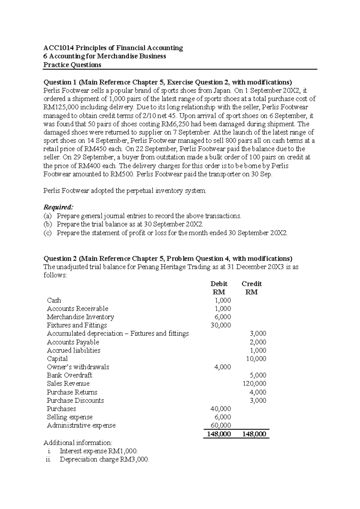 ACC1014 Final Exam Practice Questions on Financial Transactions ...