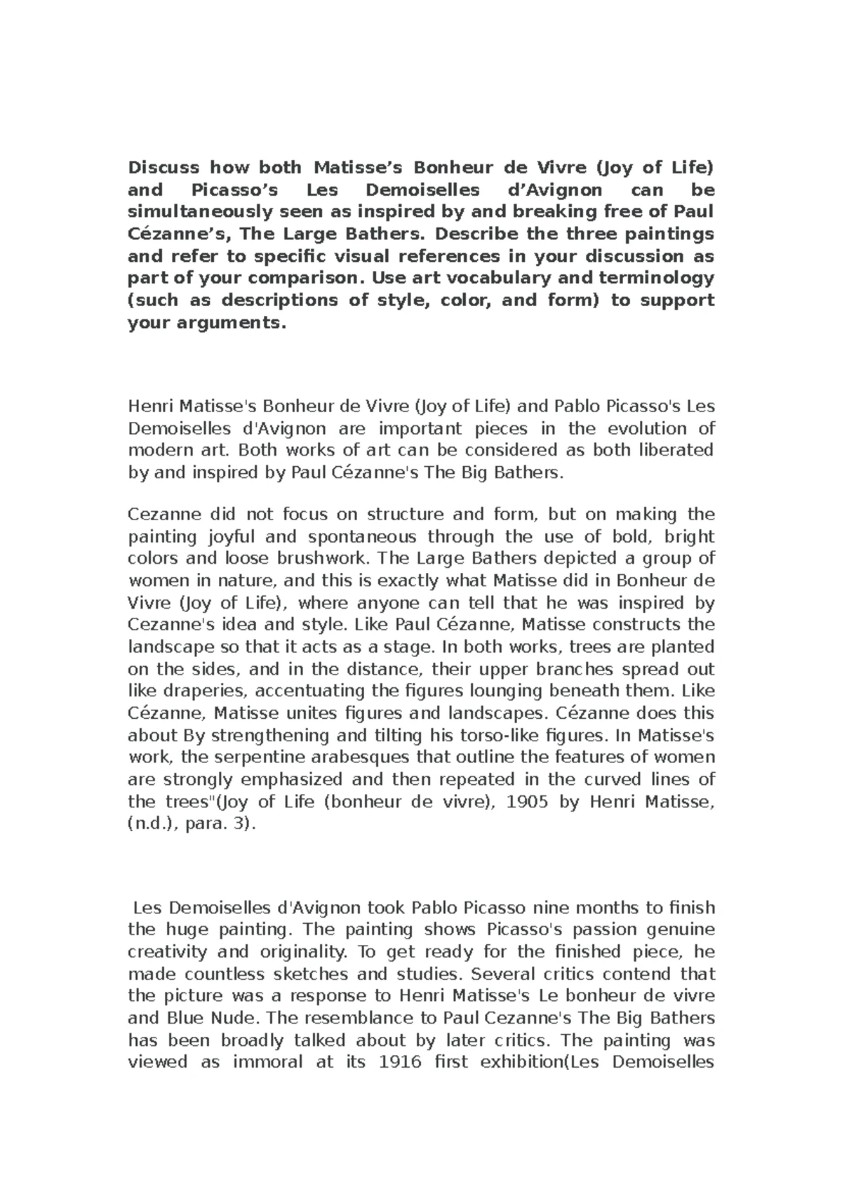 Learning Journal Unit 7: Influence of Cézanne on Modern Art (AHIST 1401 ...