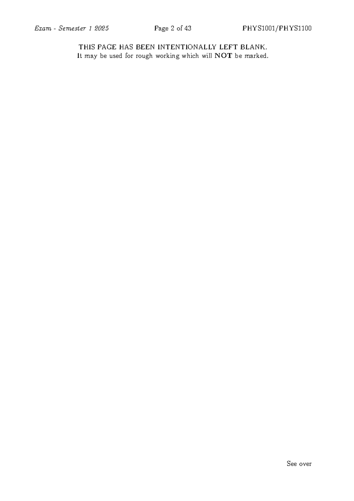 PHYS1001 Exam 2025 Sem 1 Solutions and Analysis - Studocu
