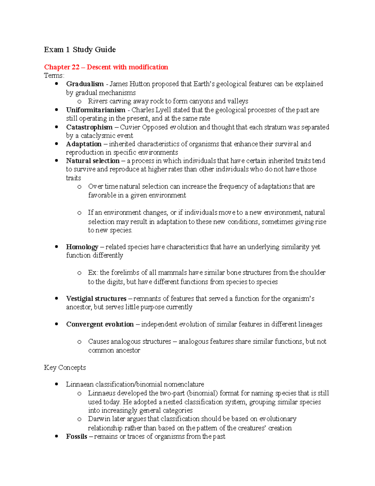Exam 1 Study Guide - Evolution of Populations & Origin of Species - Studocu