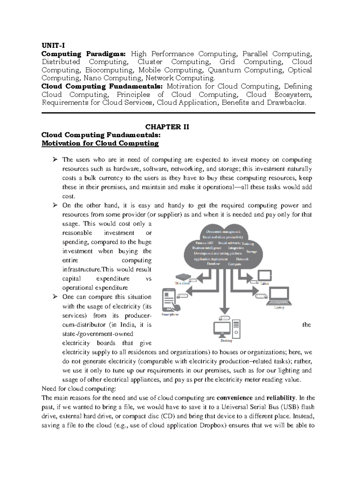 CC UNIT 1 - Essentials of Cloud Computing and Its Paradigms - Studocu