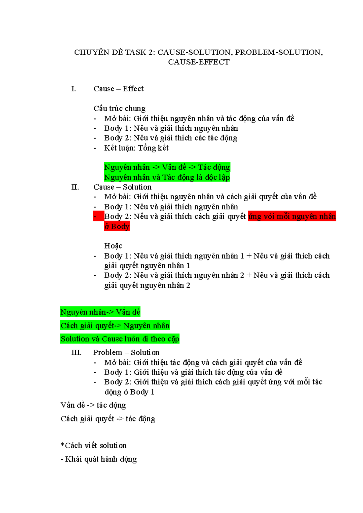 Cause-Problem-Solution - CHUYÊN ĐỀ TASK 2: CAUSE-SOLUTION, PROBLEM ...