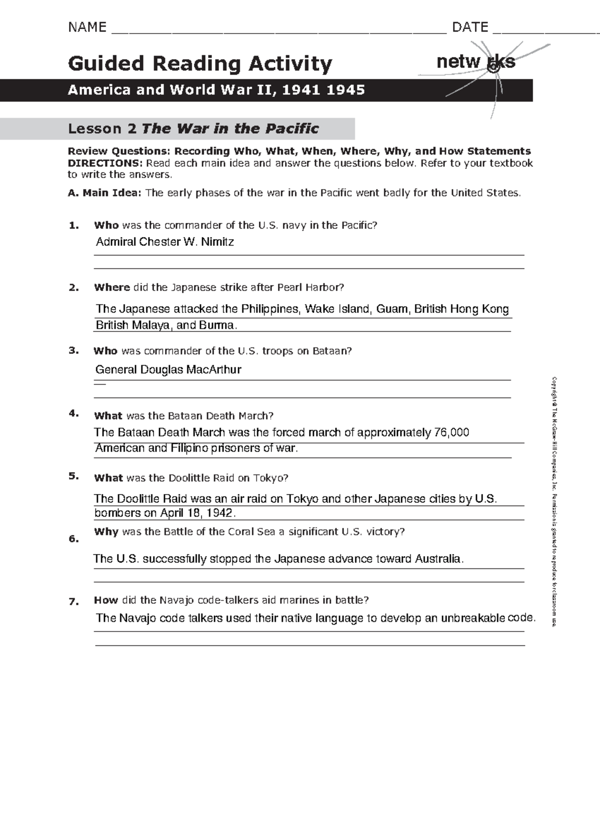 Guided reading activity america and world war ii 1941 1945 lesson 2 ...
