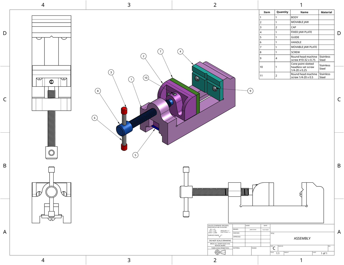 Assembly Drawing for Quantity Item D - 3 4 1 2 - Studocu