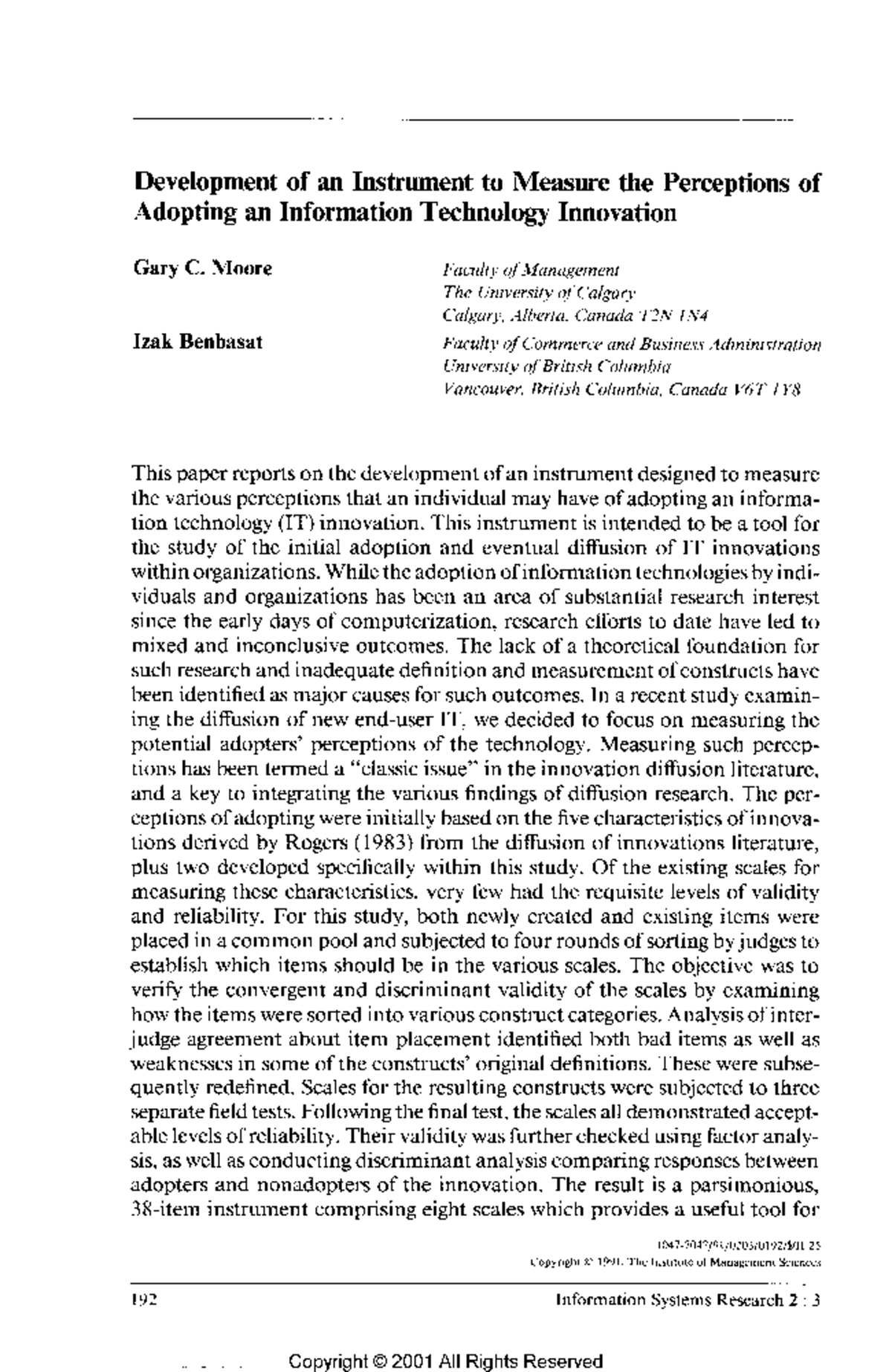 Development of an Instrument for Measuring IT Innovation Adoption ...