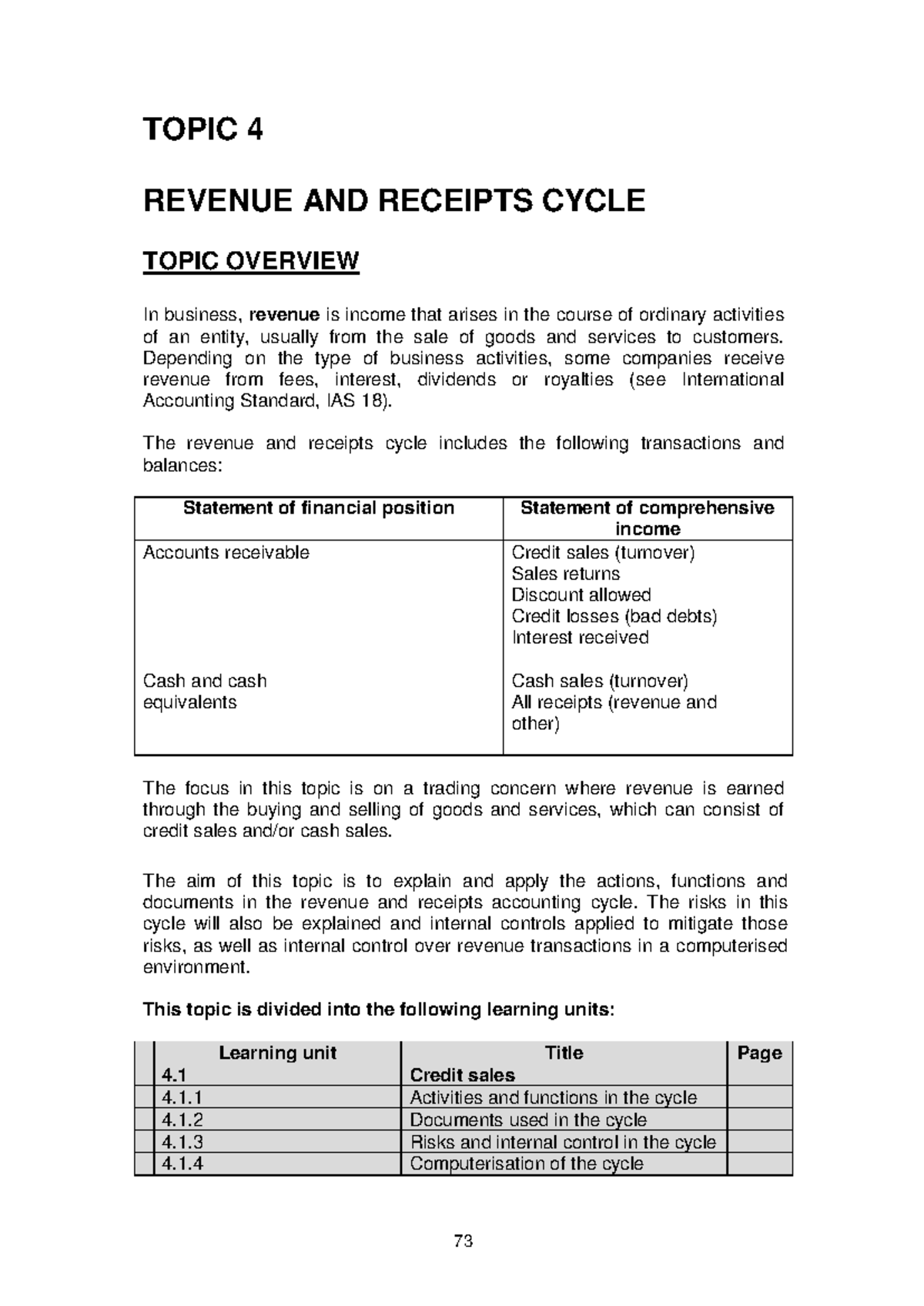 Revenue and Receipts Cycle Notes for ACC 101: Concepts and Controls ...