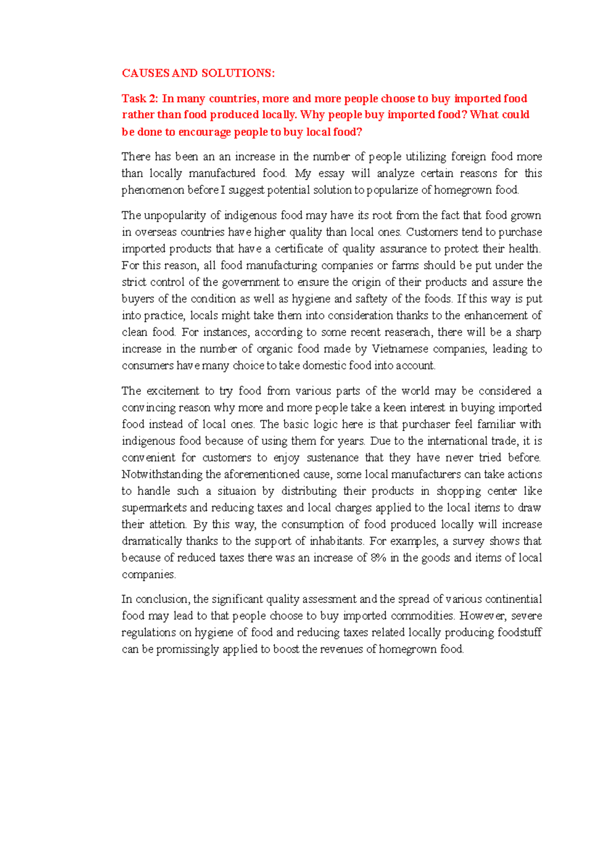 Causes-AND- Solutions - CAUSES AND SOLUTIONS: Task 2: In many countries ...