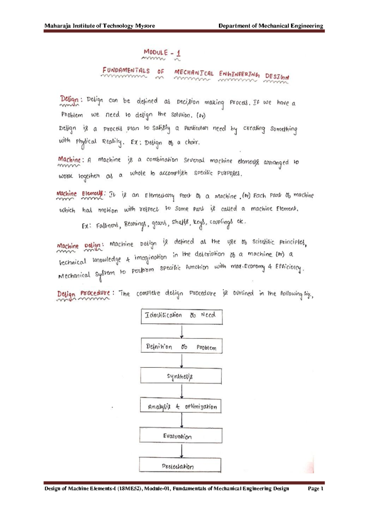 18ME52 DME-1 Comprehensive Lecture Notes and Highlights - Studocu