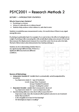 Research Methods 2 - Comprehensive Notes - Lecture 1 - Inferential ...
