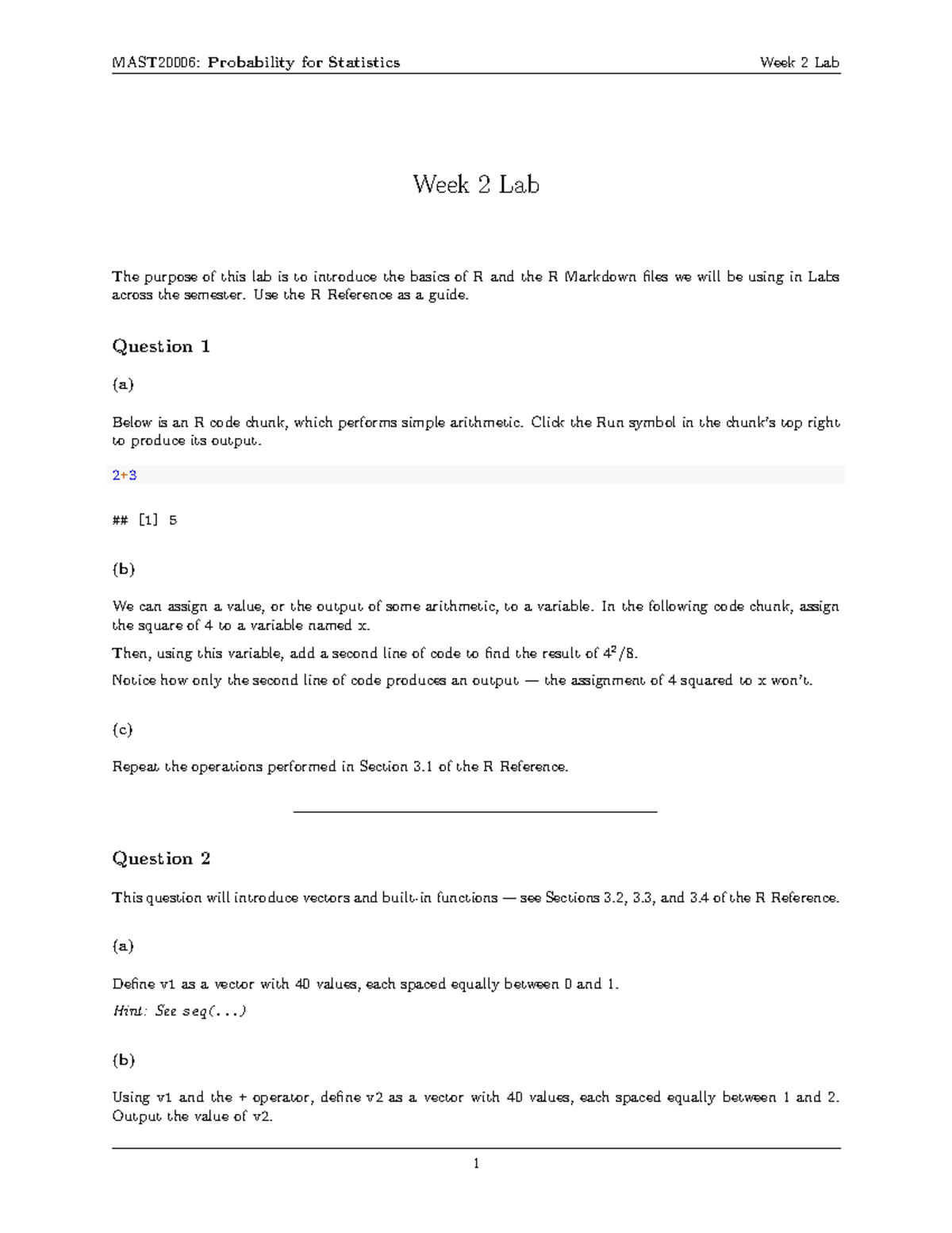 Lab2 - awdadwawdaaawdawdadadwadaddsdvs - MAST20006: Probability for ...