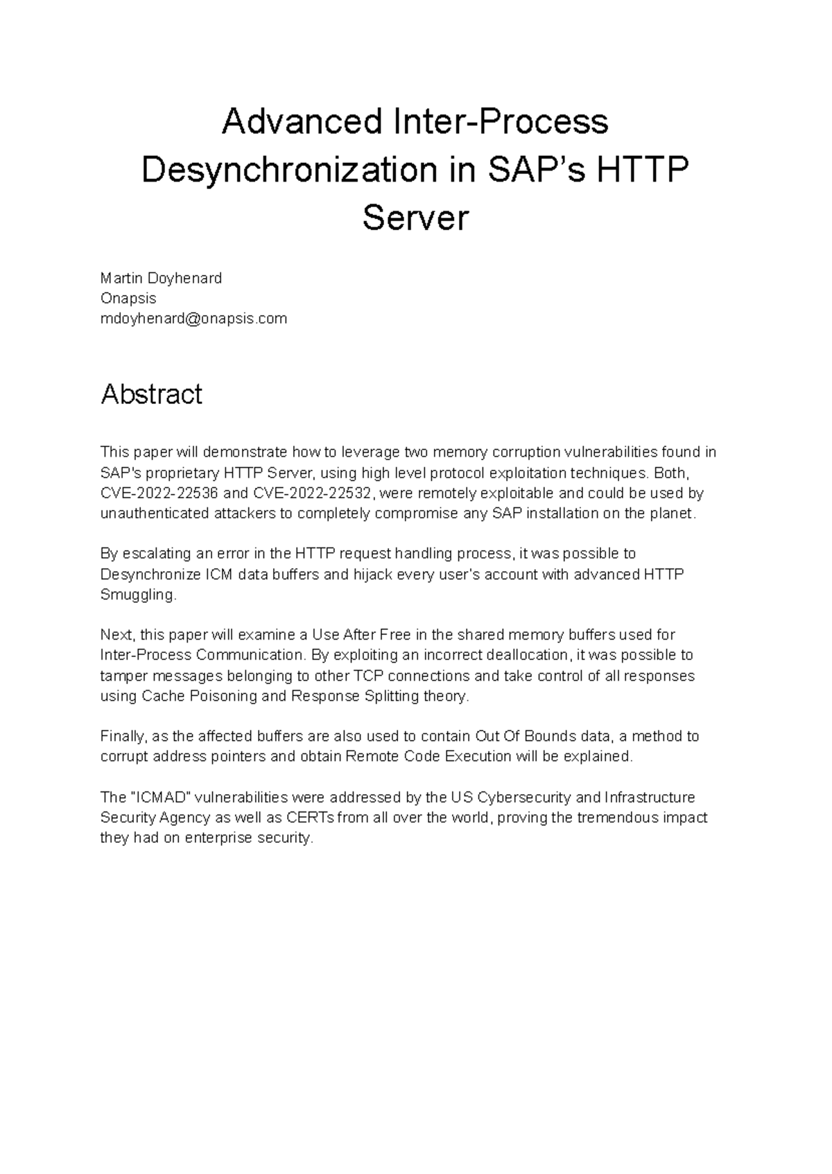 Advanced HTTP Server Vulnerabilities: Exploiting ICM Desynchronization ...