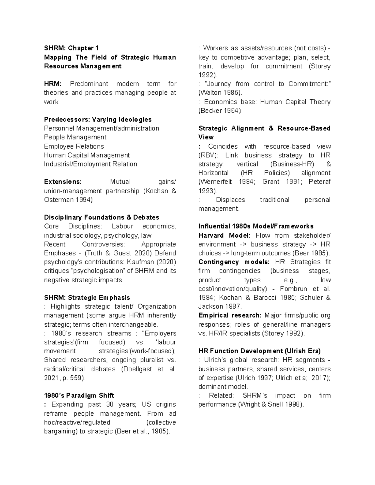 SHRM: Comprehensive Summary of Strategic Human Resource Management ...