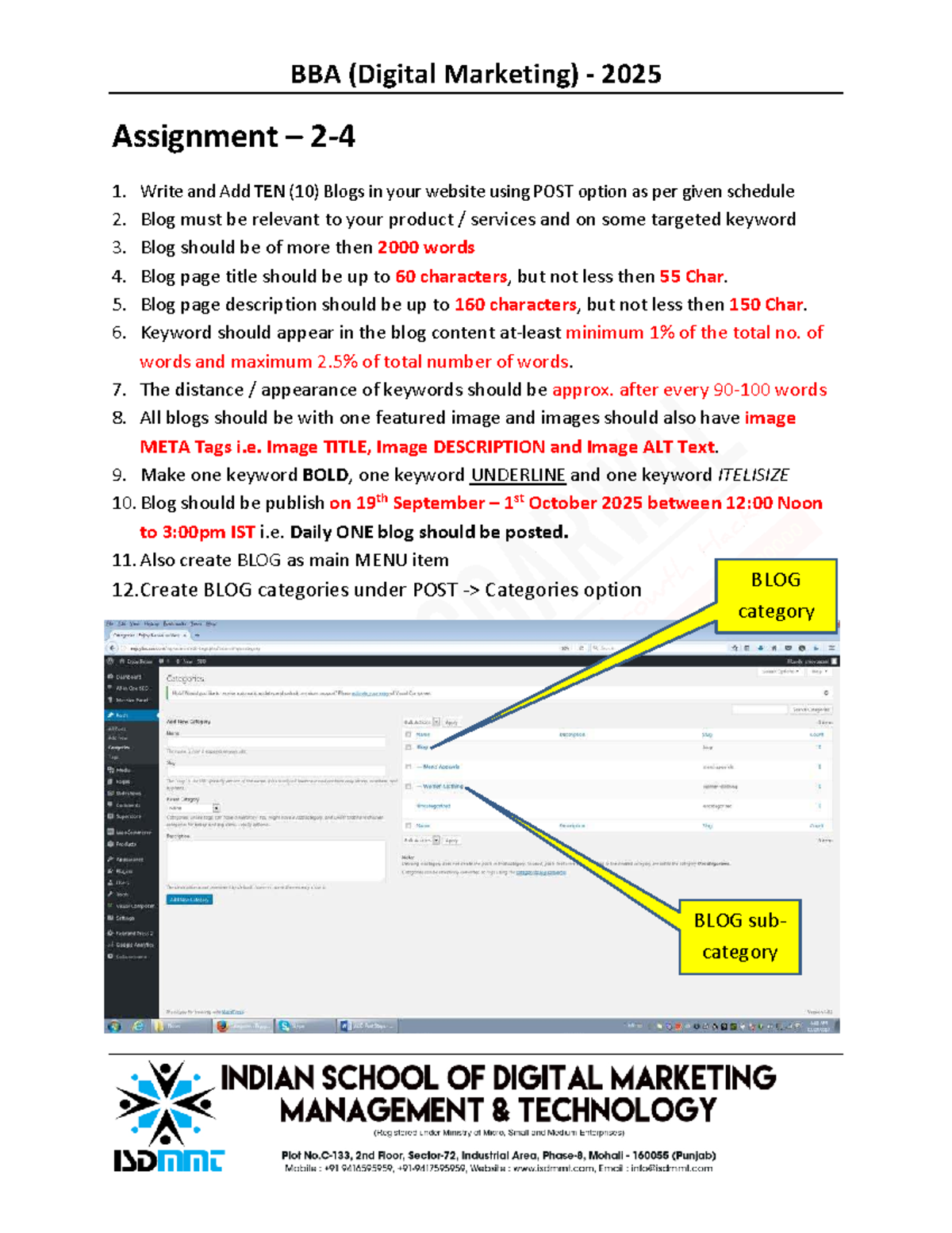 BBA (Digital Marketing) 2025 Assignment: Blog Creation Steps - Studocu