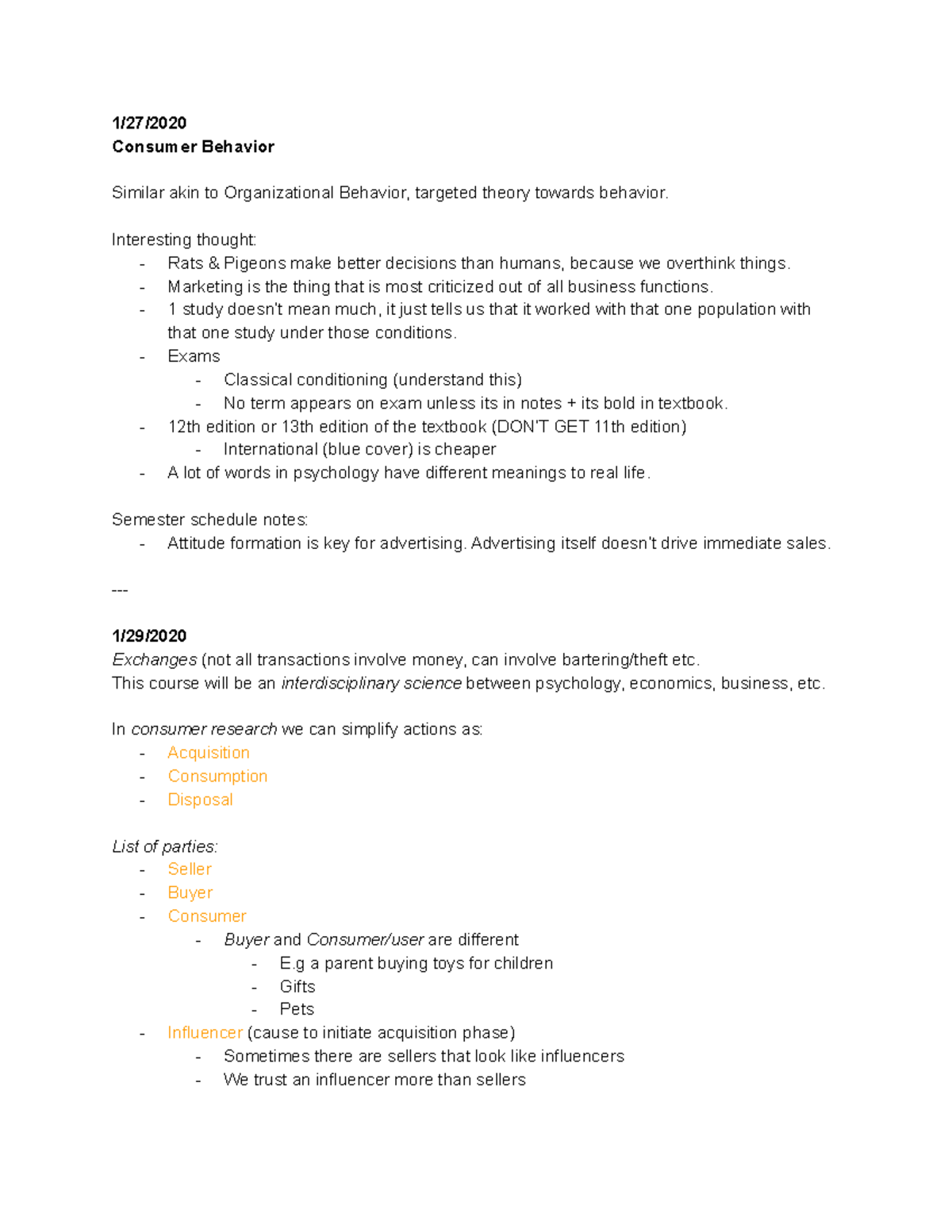 BUS 359 Lecture Notes on Consumer Behavior Insights and Theories - Studocu