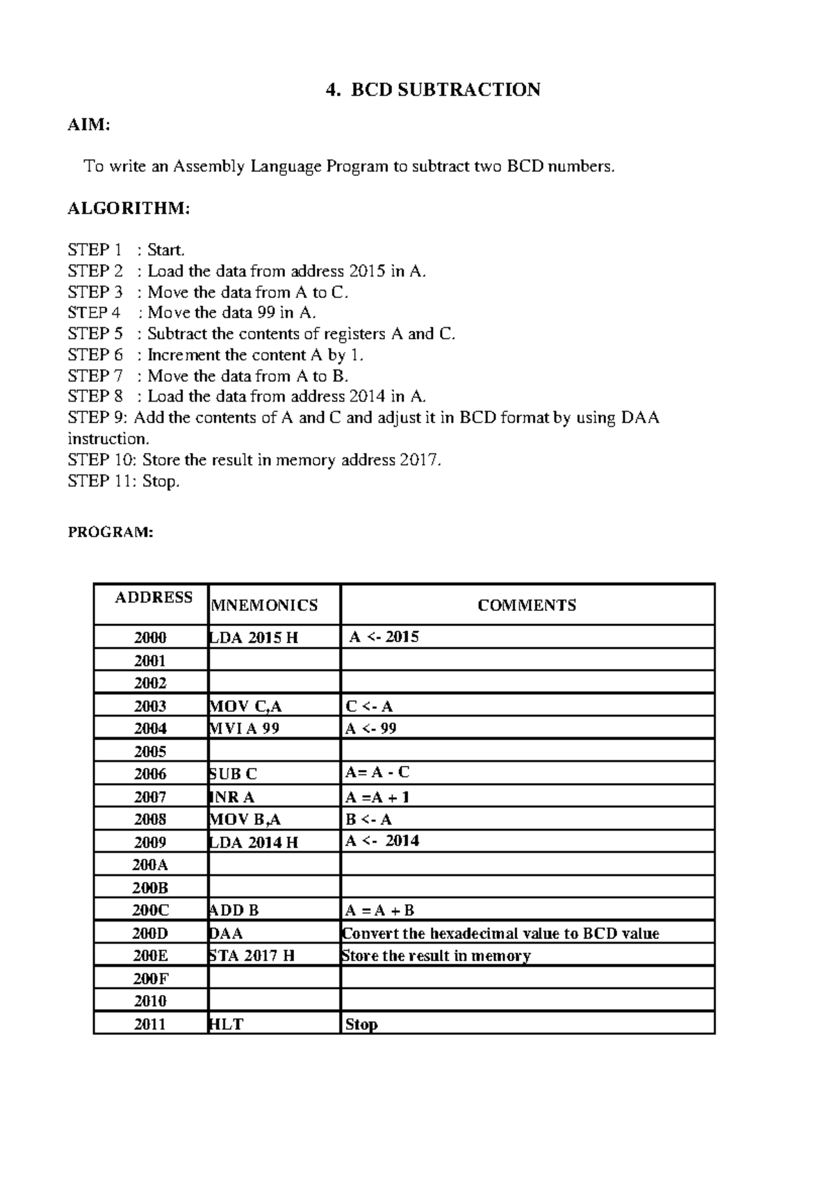 CO Lab Programs - Set 2: Assembly Language Lab Manual - Studocu