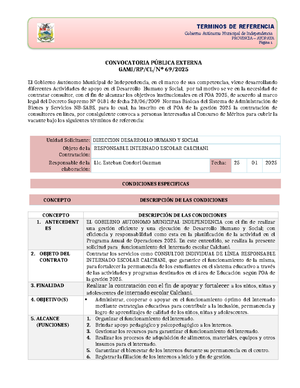 PIrf VB - Ojalá que sir6 - Gobierno Autónomo Municipal de Independencia ...