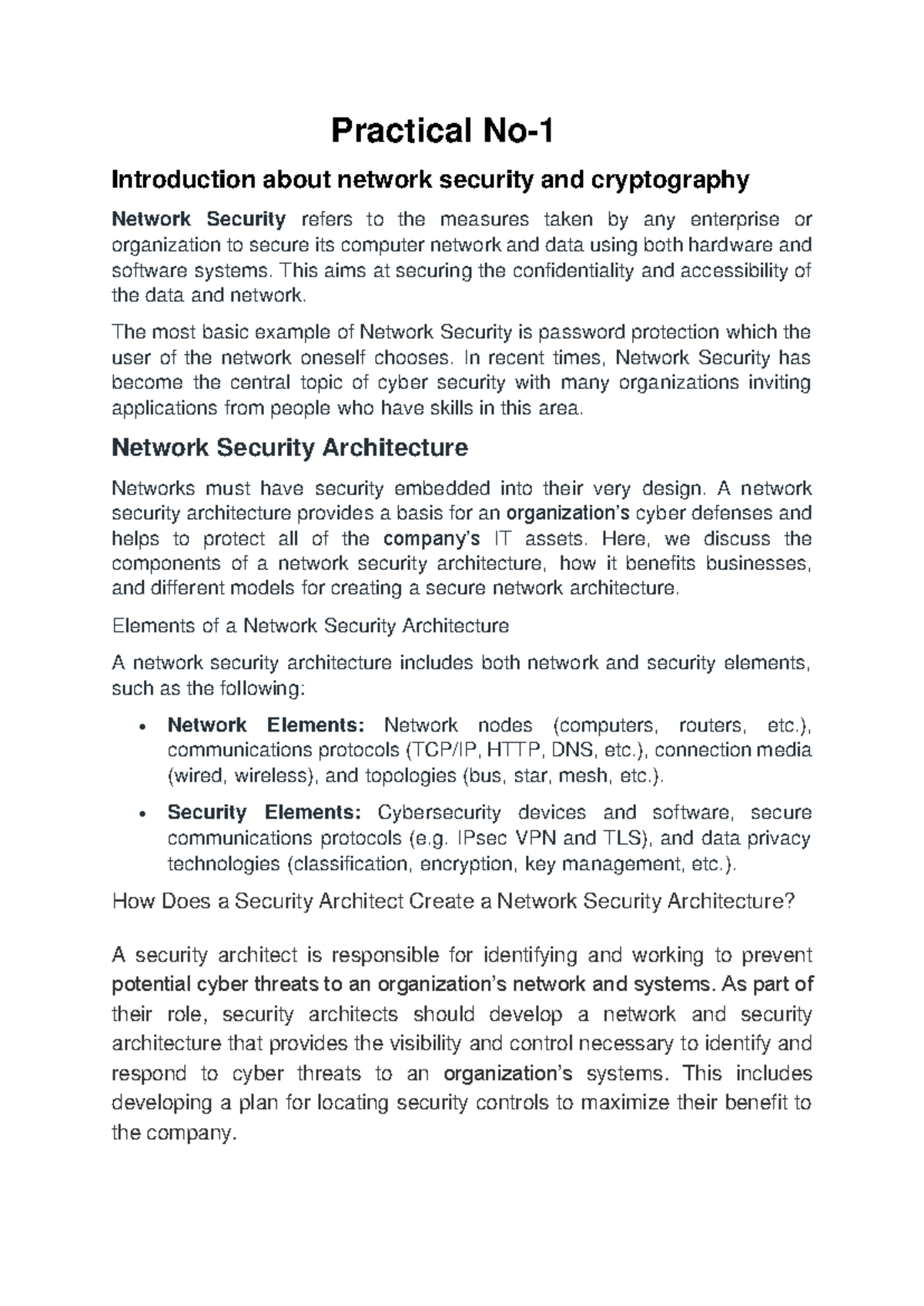 Network Security Lab Report (CS101): Fundamentals and Architecture ...