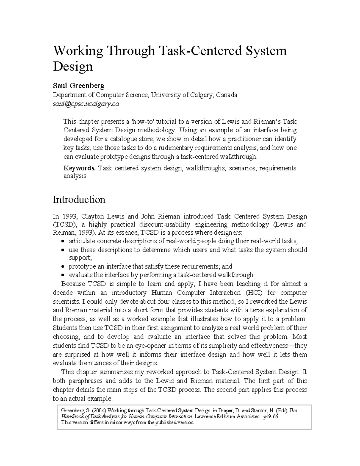 W5 TCSD Insights: A Guide to Task-Centered System Design by Greenberg ...