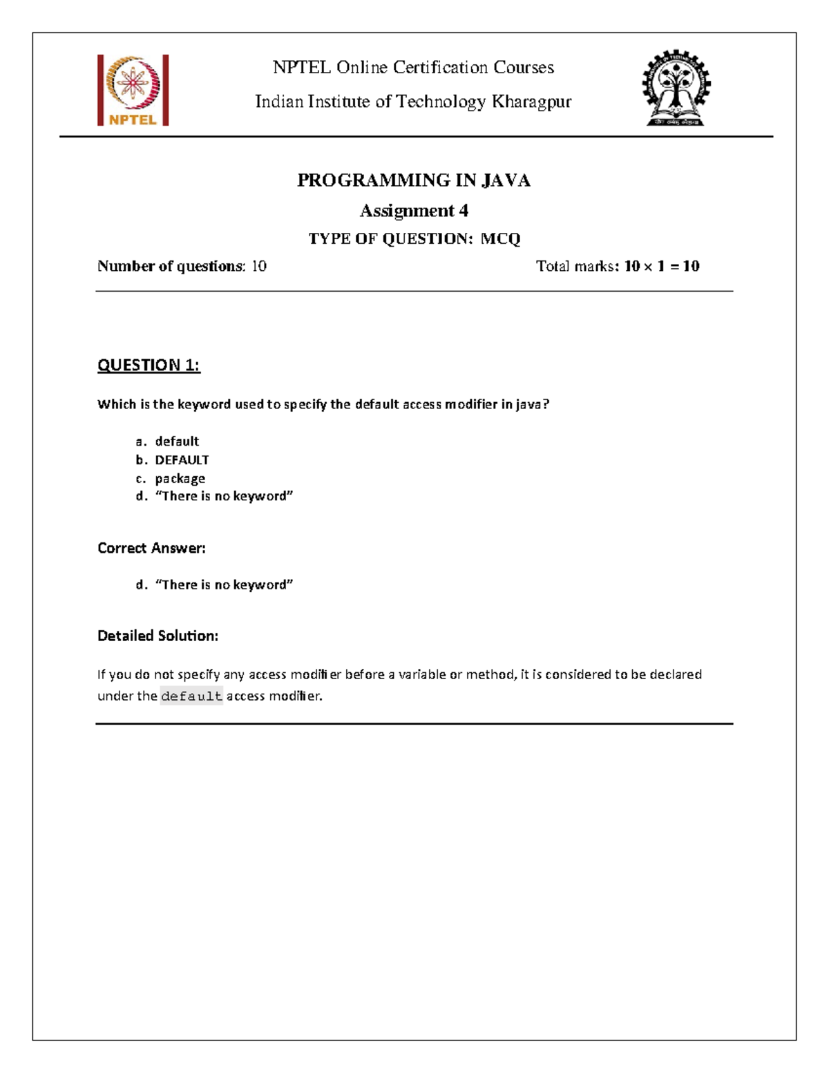 24S - W04 - Final - zcsd - PROGRAMMING IN JAVA Assignment 4 TYPE OF ...