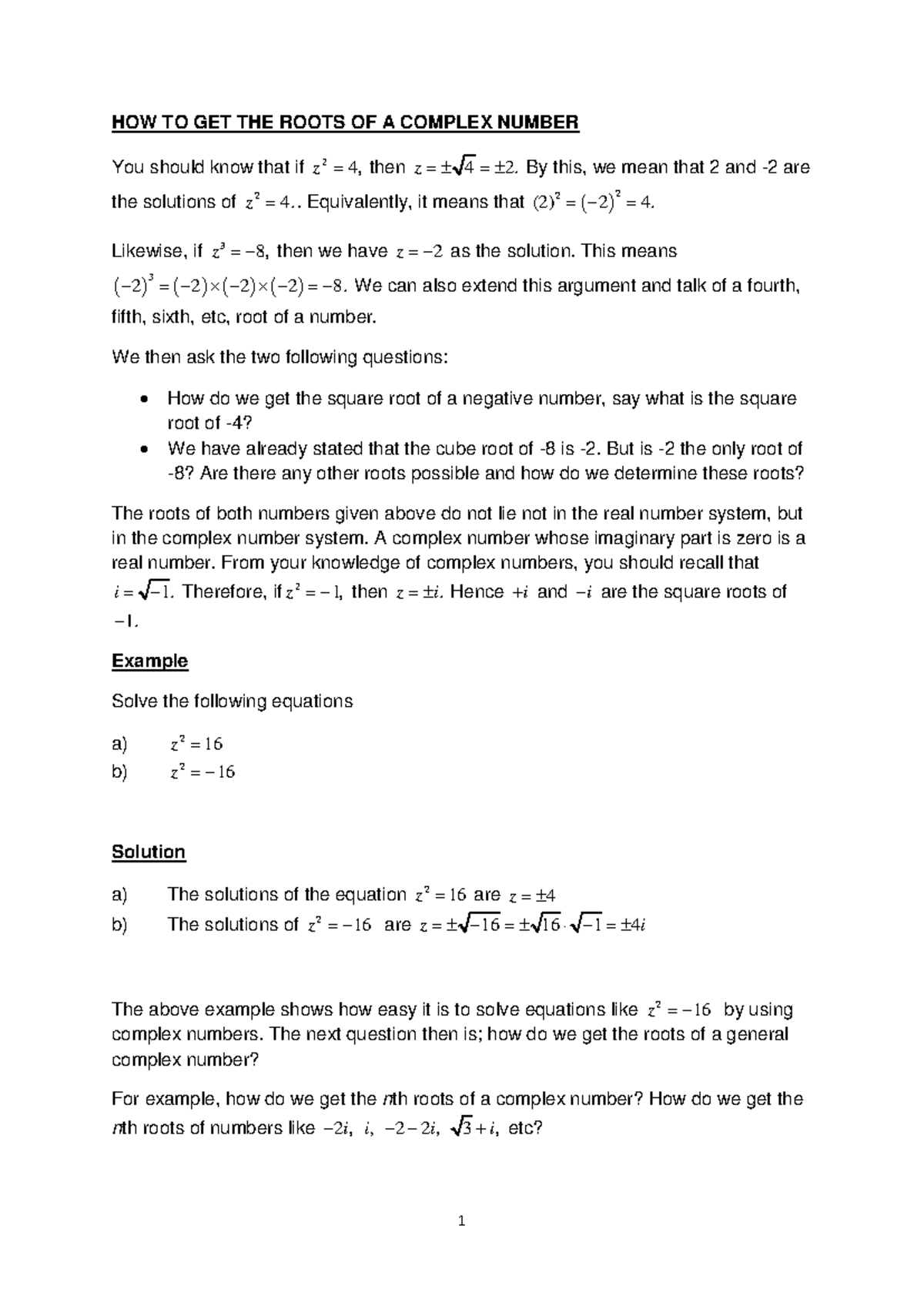 02 HOW TO GET THE Roots OF A Complex Number - HOW TO GET THE ROOTS OF A ...