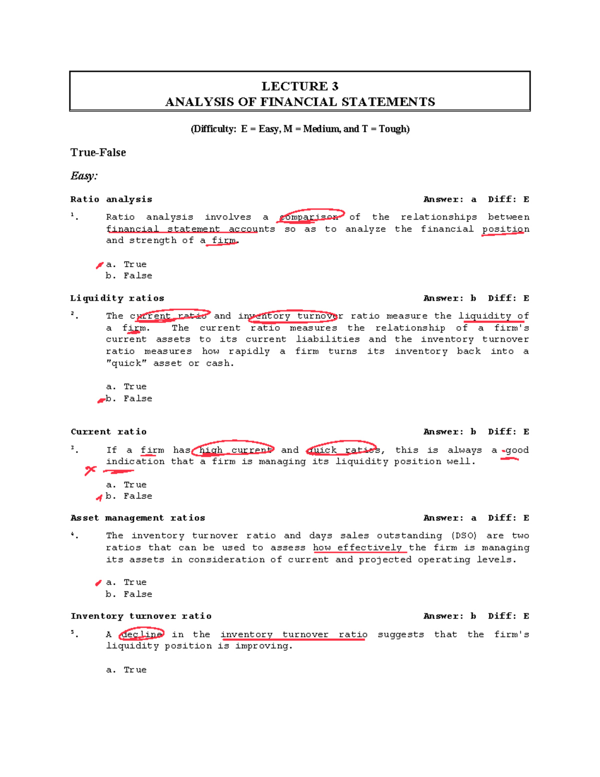 Acctg 206 LECTURE 3: Financial Statement Analysis Test Bank - Studocu