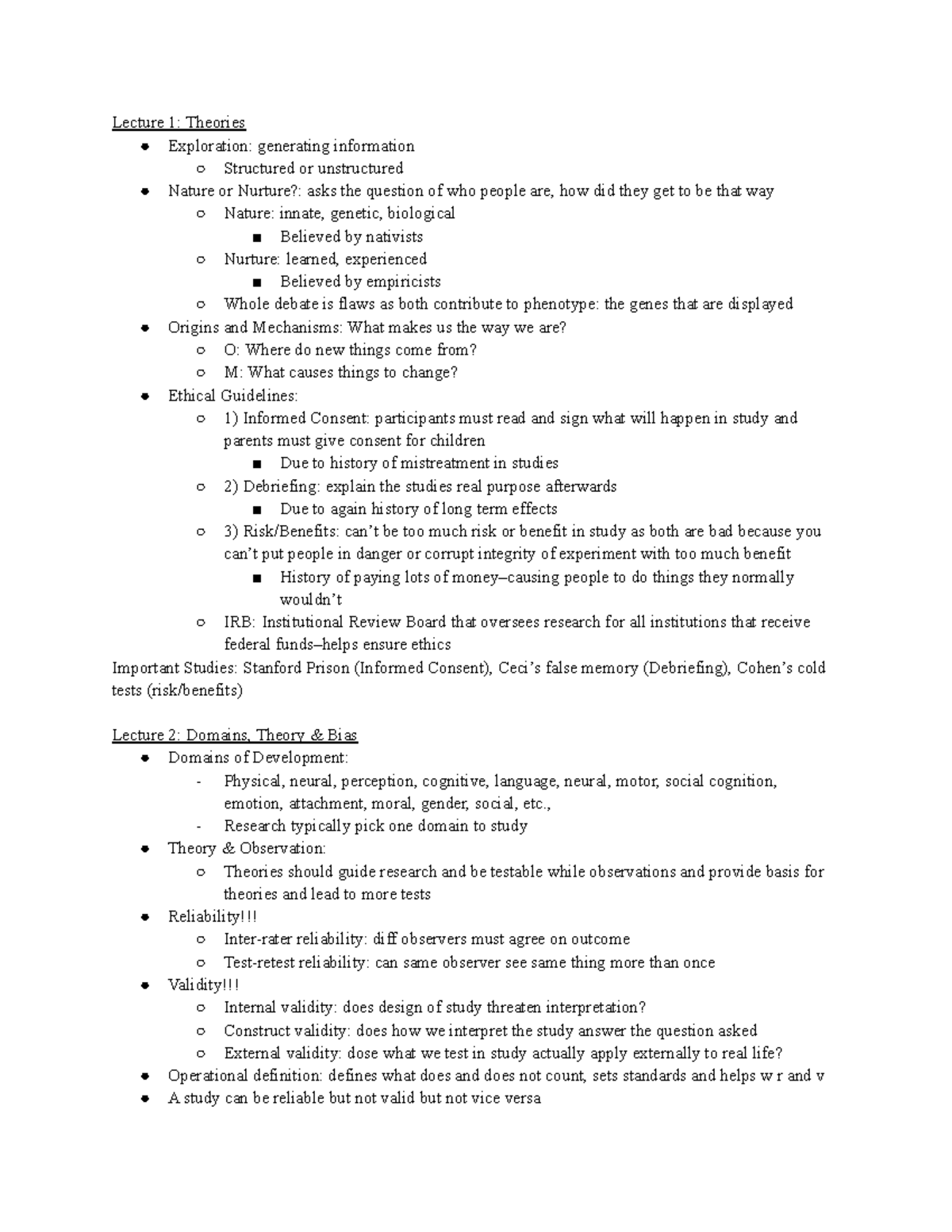 PSY 101 Final Exam Study Guide: Theories, Concepts, and Development ...