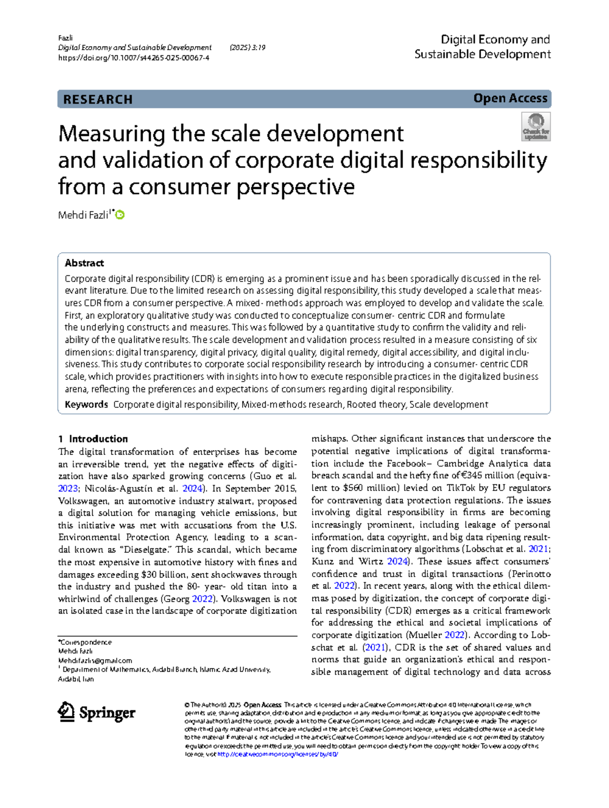 S44265-025-00067-4 - Measuring Corporate Digital Responsibility: Scale ...