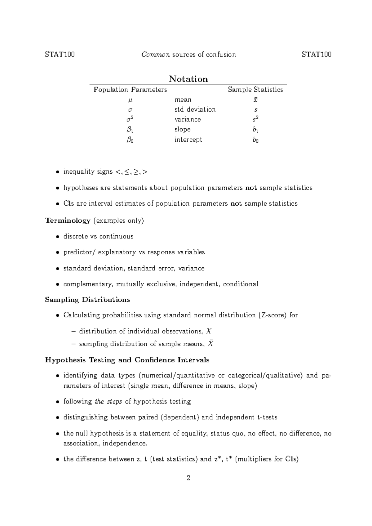STAT100 Exam Help: Understanding Confusion in Statistics - Studocu