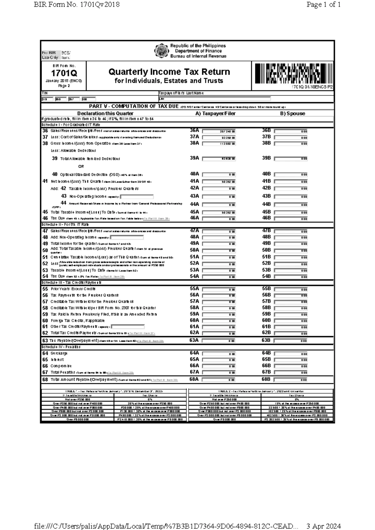 BIR Form No. 1701v2018 Annual Income Tax Return (2024) - Studocu