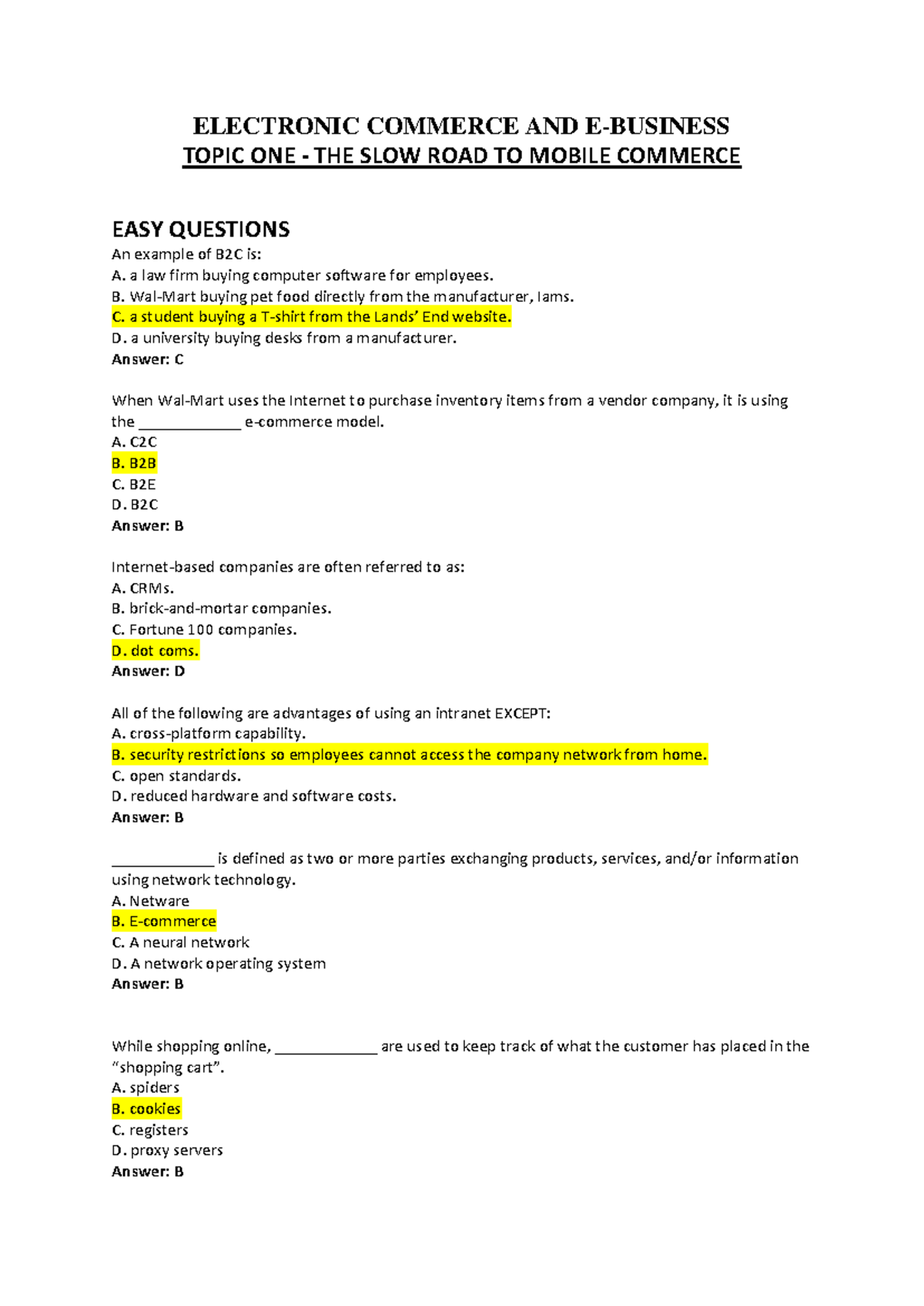 M-Commerce 522 Final Exam MCQs - Essential Concepts and Questions - Studocu