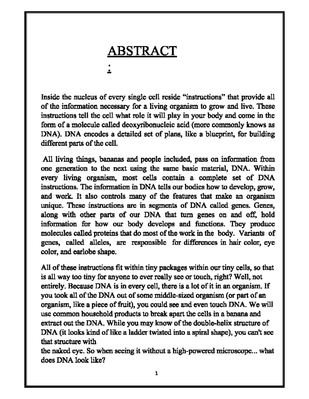 Bio 101: DNA Extraction from Fruits - Lab Report and Analysis - Studocu