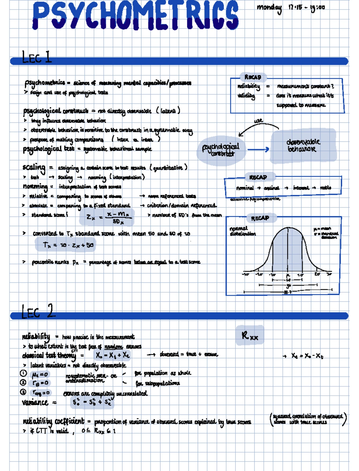 Psychometrics Lecture 1 Notes: Measurement, Scaling, and Norms ...