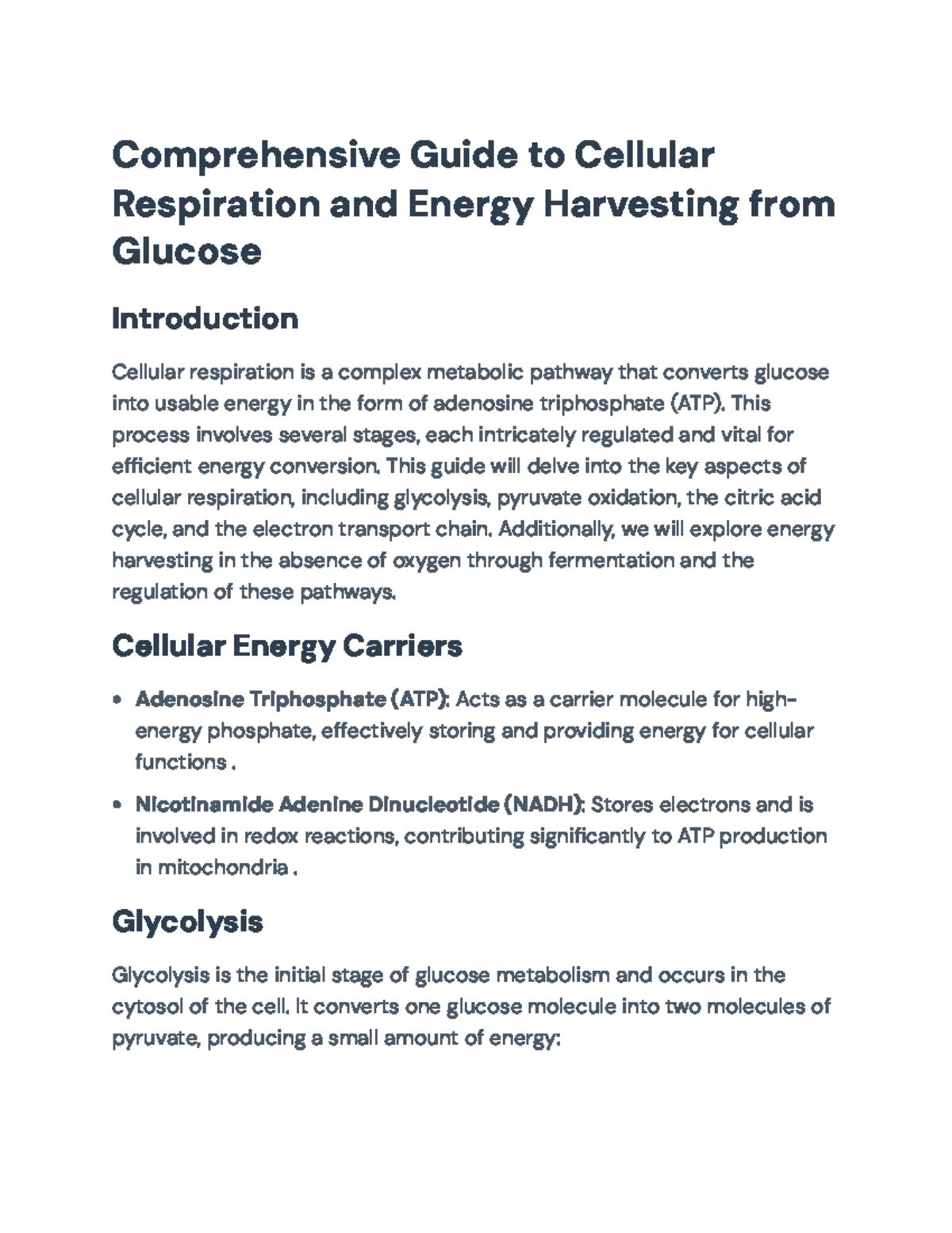 Comprehensive Guide to Cellular Respiration and Energy Production ...
