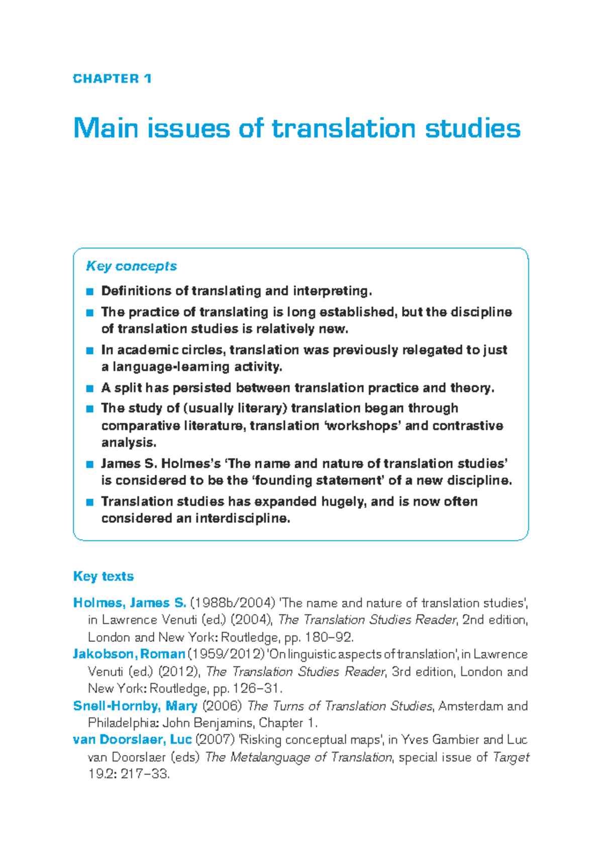 Introducing Translation Studies: Key Concepts and Issues Overview - Studocu