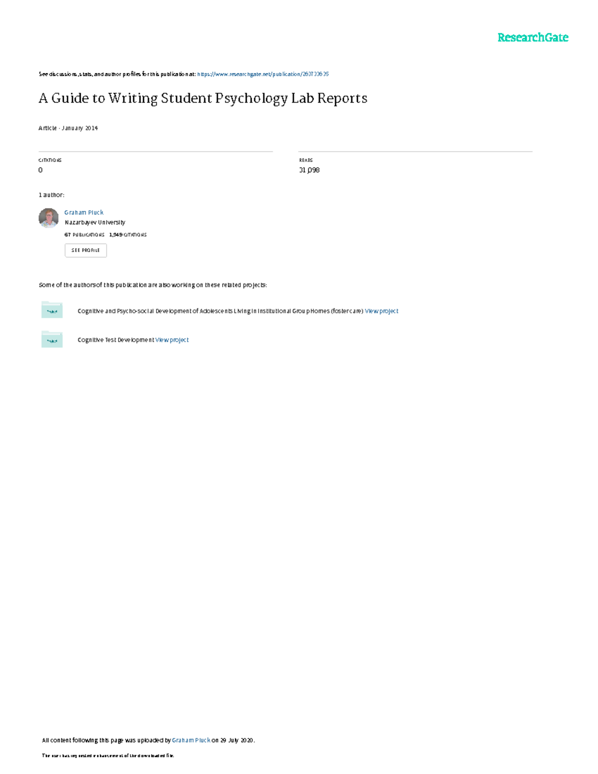 Psychology Lab Report Writing Guide (PSY101) - Studocu