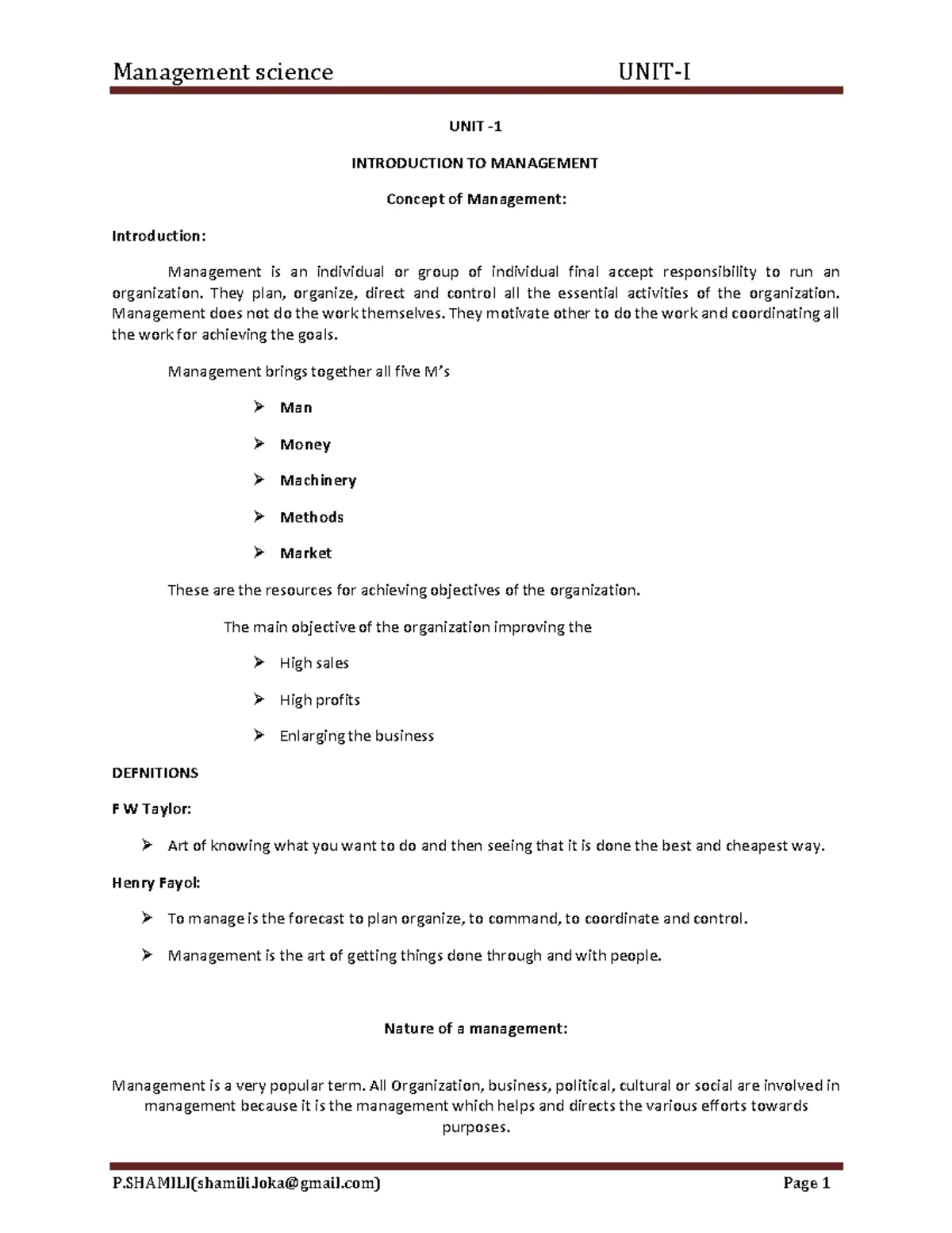 R20 MS II UNIT - Management science notes - UNIT - 2 OPERATIONS ...
