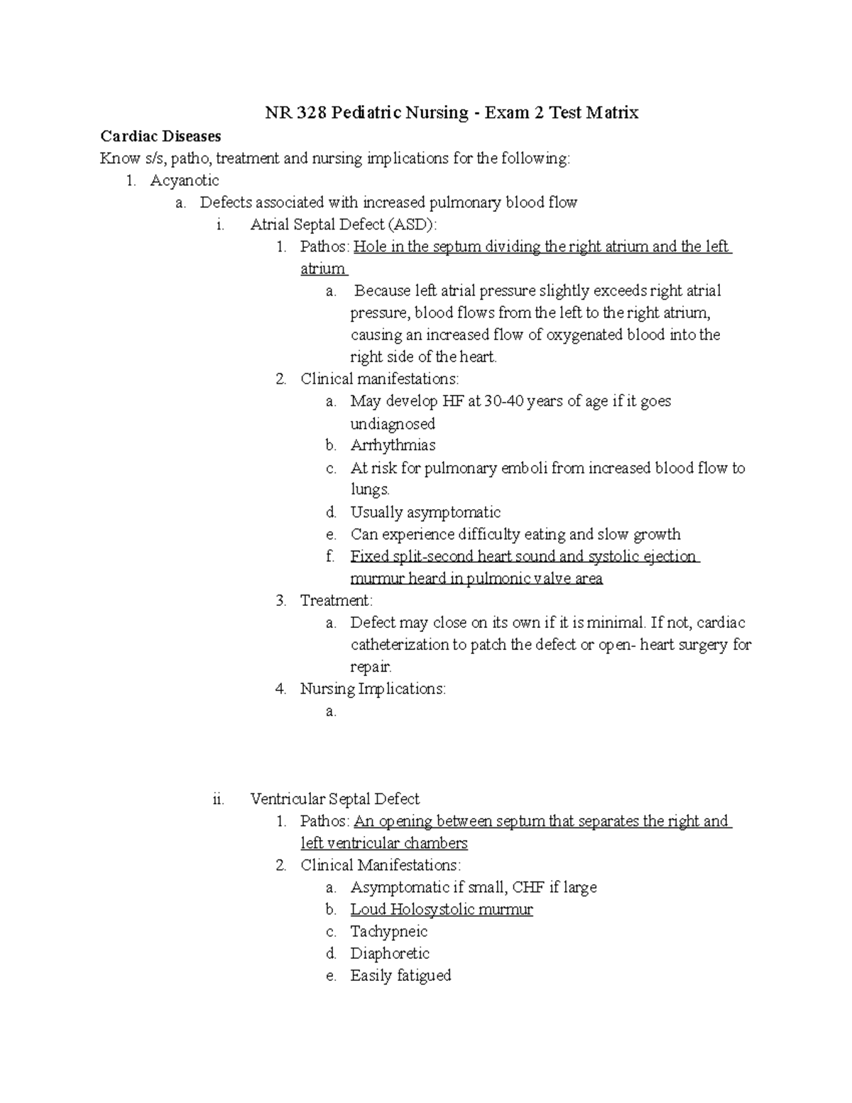 Peds Exam 2 Matrix - NR 328 Pediatric Nursing - Exam 2 Test Matrix ...