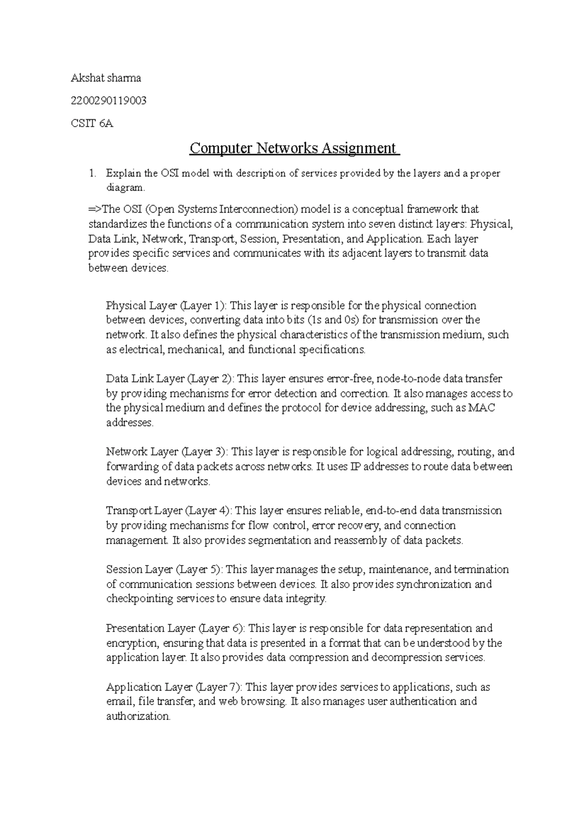 Computer Network Solutions - CN 2018-19 Final Exam Review - Studocu