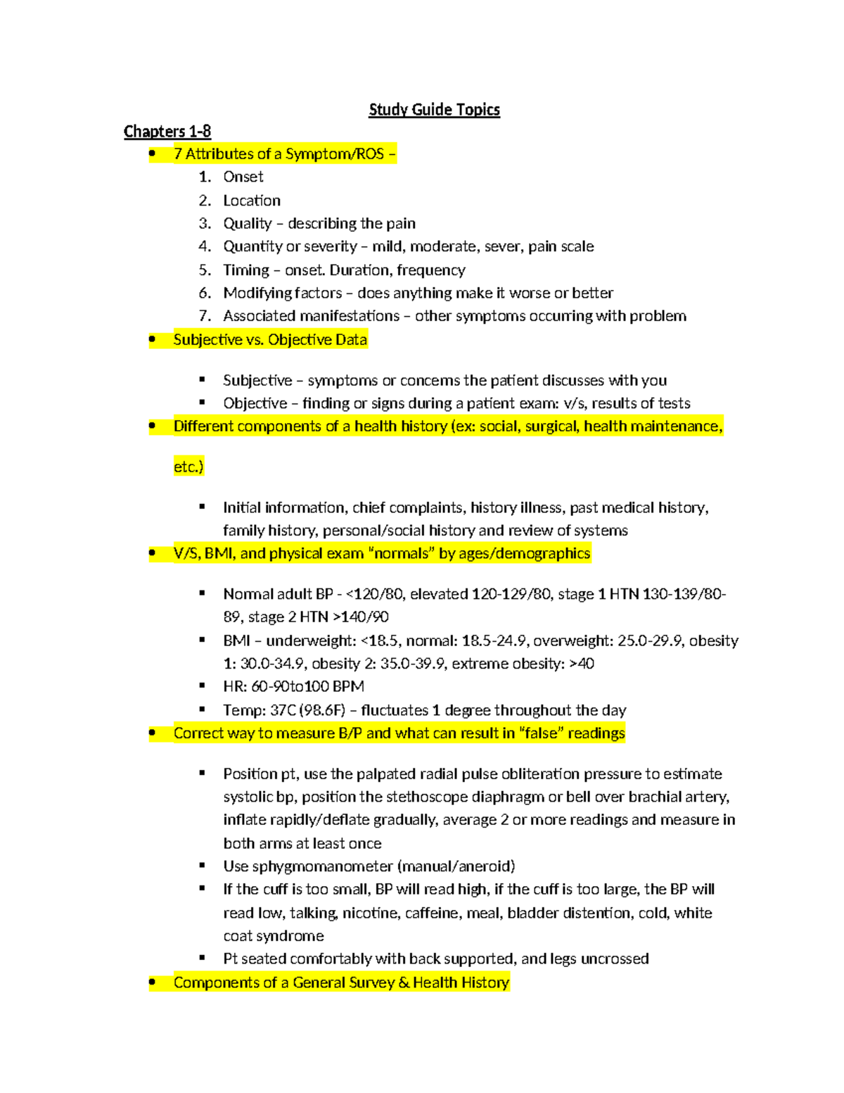 NU+508+Module+2+Study+Guide - Study Guide Topics Chapters 1- 7 ...