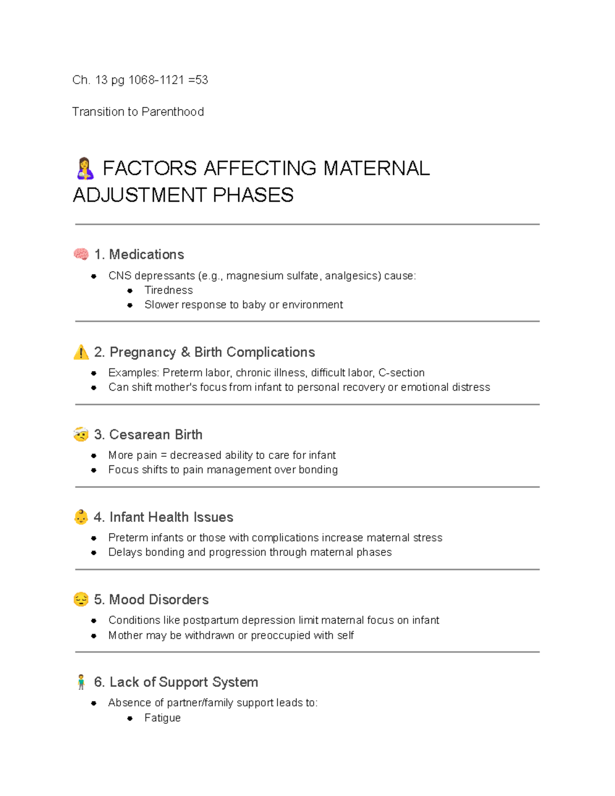 Durham Ch. 13 Notes: Transition to Parenthood & Maternal Adjustment Factors - Studocu