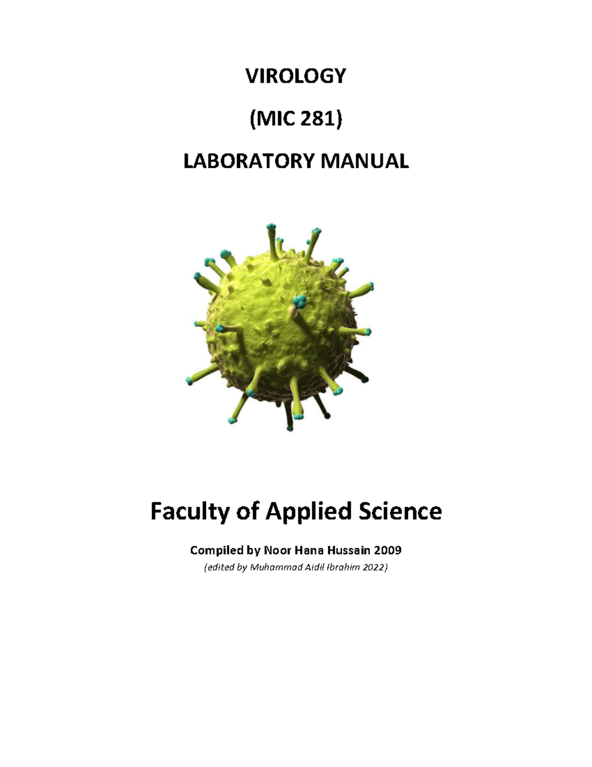 Virology Lab Manual - Practical Guide for MIC 281 Students - Studocu