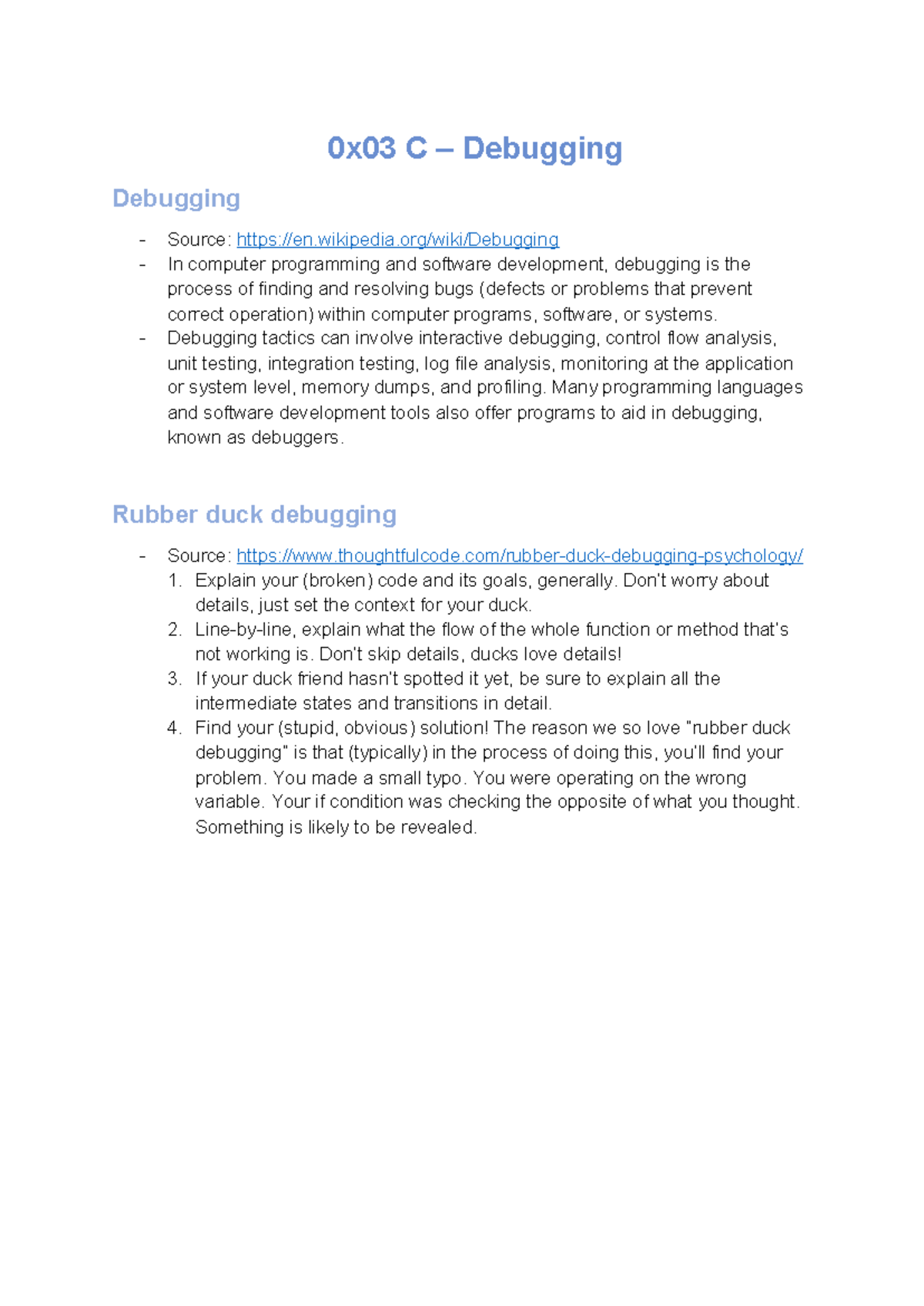 0x03 C Debugging Notes: Techniques and Strategies for Success - Studocu
