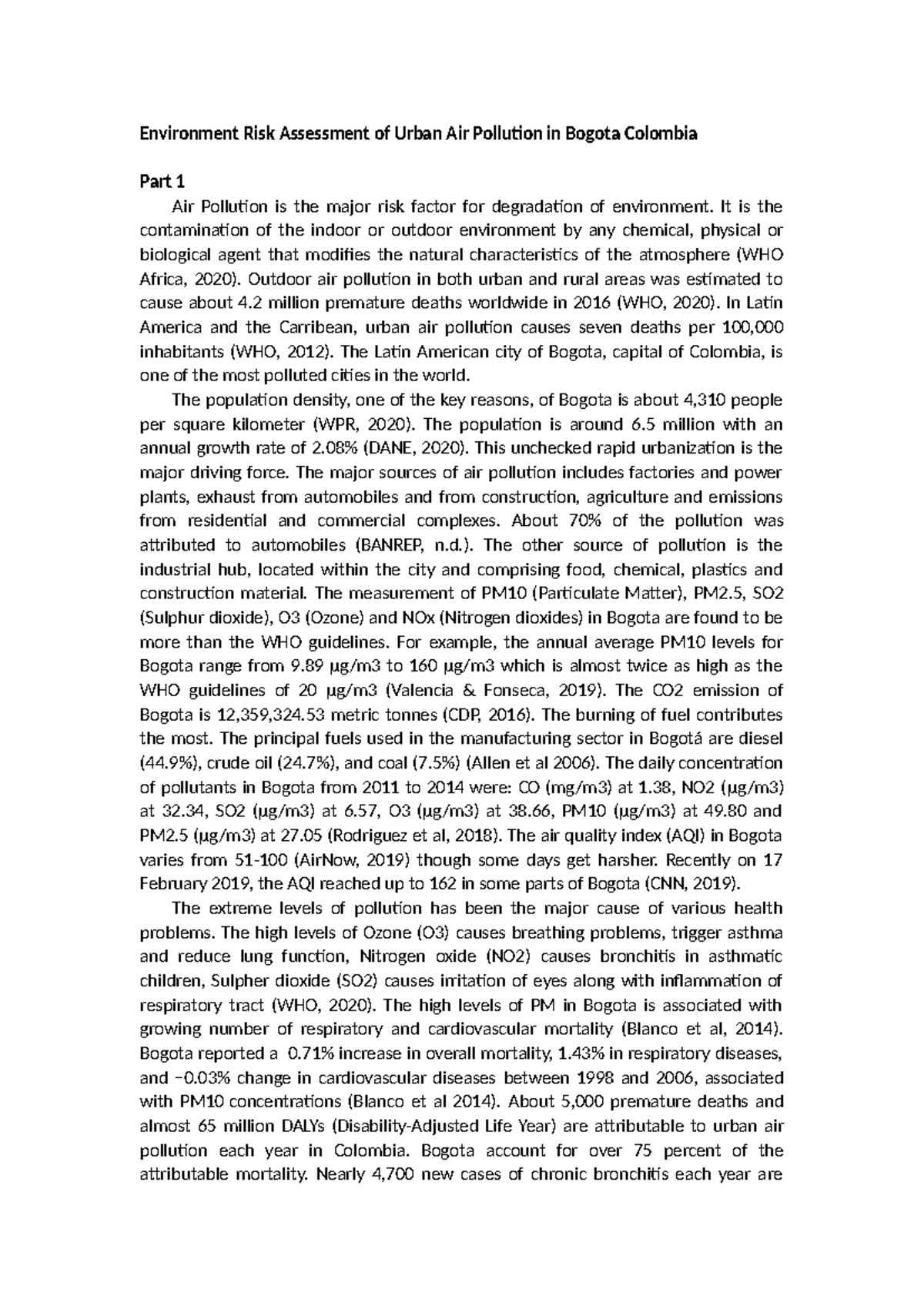 Environment Risk Assessment of Urban Air Pollution - It is the ...