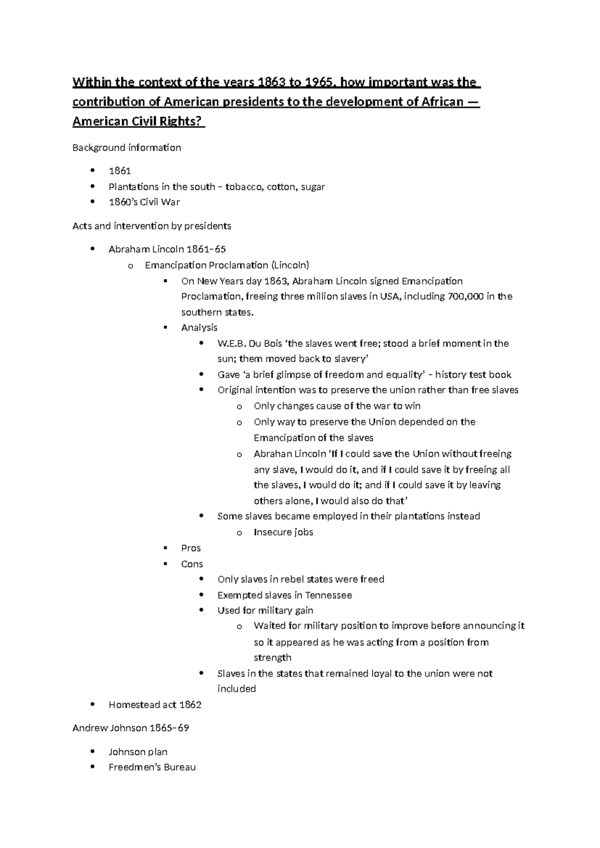 Alevel history - civil rights - Copy - Within the context of the years ...