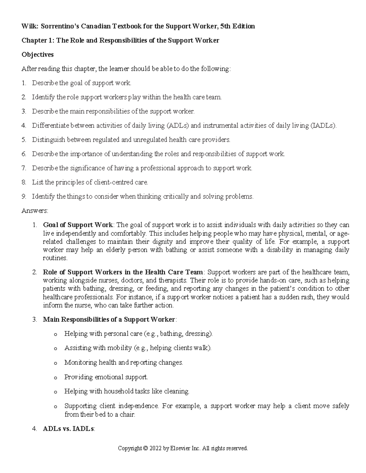 Chapter 001 - The Role & Responsibilities of Support Workers - Studocu