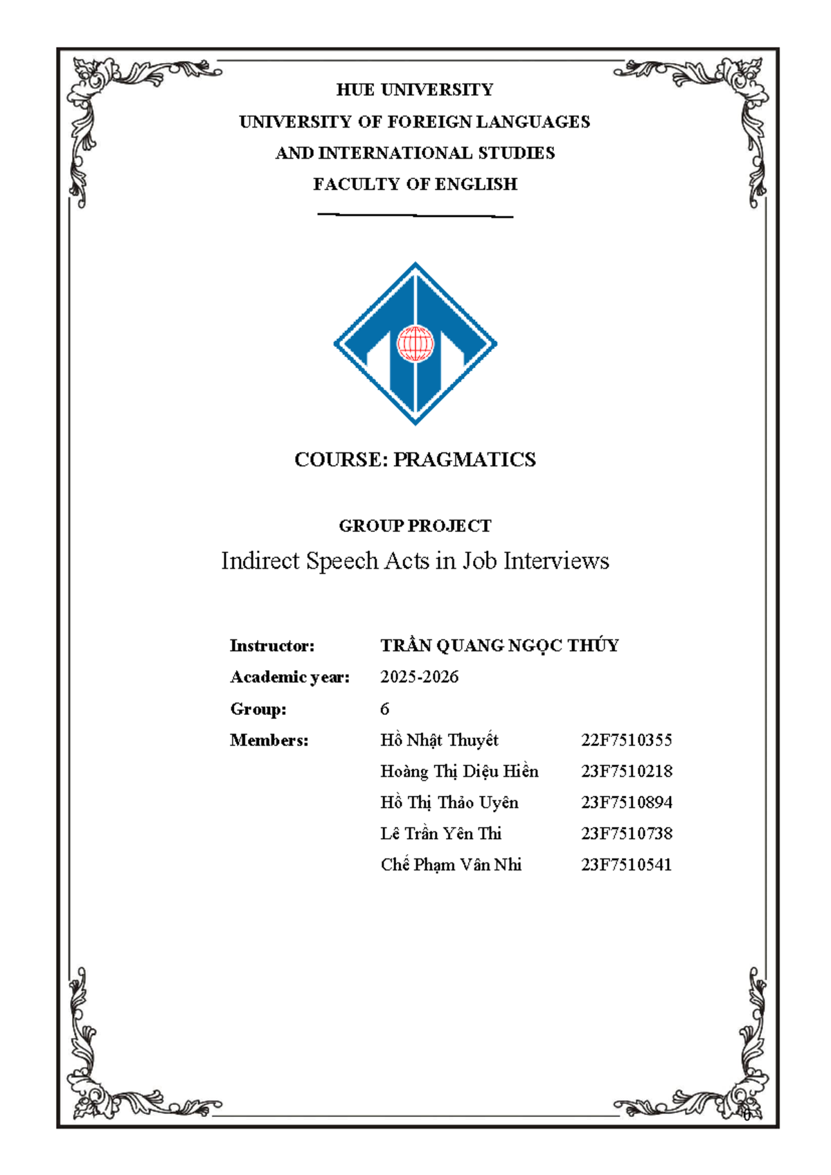 Group Project Report: Indirect Speech Acts in Job Interviews (ENG 751 ...