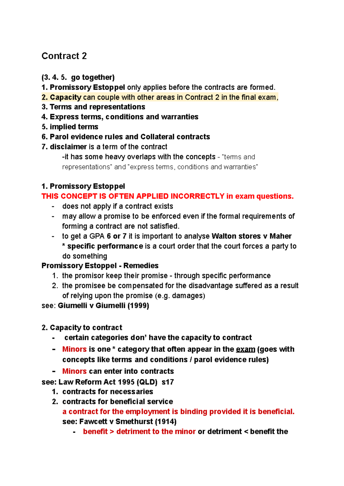 Contract Law (3): Key Concepts for Final Exam Preparation - Studocu